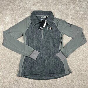 Adidas Climalite Philadelphia Flyers Womens S‎ Ash/Black 1/4 Zip Training Jacket